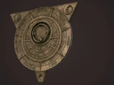 Fantasy occult astrolabe Low-poly 3D model