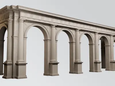 Arch in classical Doric Denticulated order With Pedestal Vignola 3D model