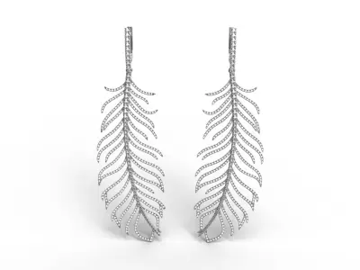 feather earrings with stones 3D print model