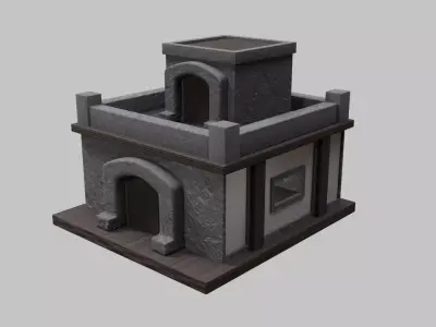 Small Stone Village House Low-poly 3D model