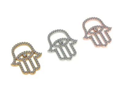 The Hamza hand gold pendant 3D print model