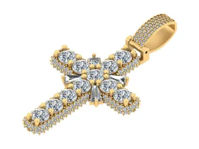 Luxury Diamond Cross Pendant 3D print model
