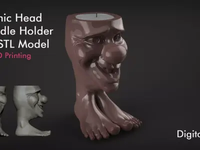 Comic Head Candle Holder 3D print model