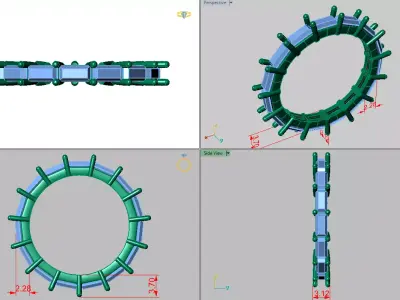 Baguette-cut shaped Eternity ring 3D print model