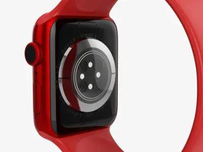 Apple Watch Series 6 silicone solo loop red 3D model