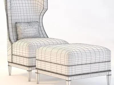 Bolier Modern Luxury Demi Wing Chair 92006 3D model