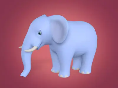 Cartoon Elephant with FK and IK Rigging Low-poly 3D model
