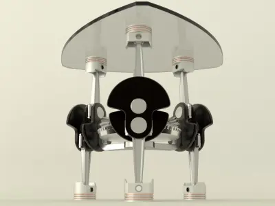 Mototable triangular table with gears 3D model