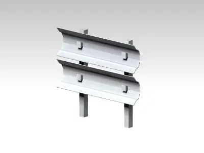 Metal beam crash barrier Low-poly 3D model