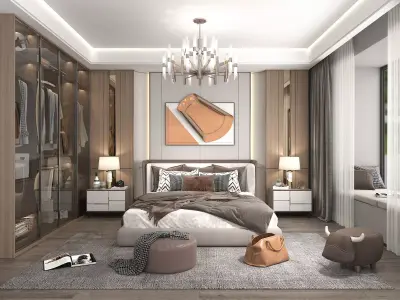 Modern Bedroom Scene 13 3D model