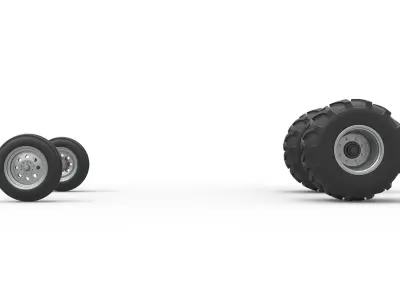 Wheel Set of Vintage Pulling Funny car Scale 1 to 25 3D print model