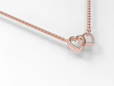 Double Heart Pendant Necklace Free 3D print model