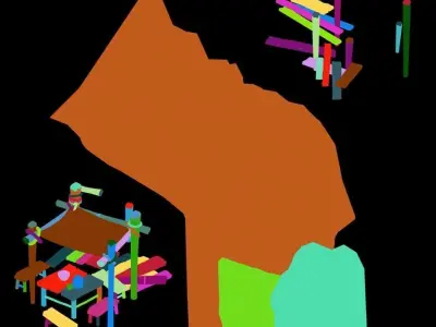 Game Mountain Building - Bamboo Frame 1 3D model