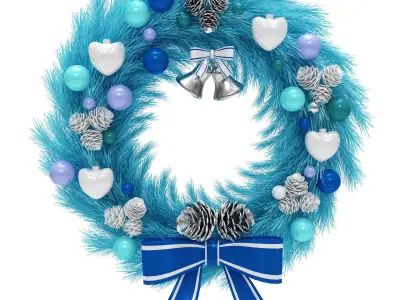 Blue christmas wreath 3D model
