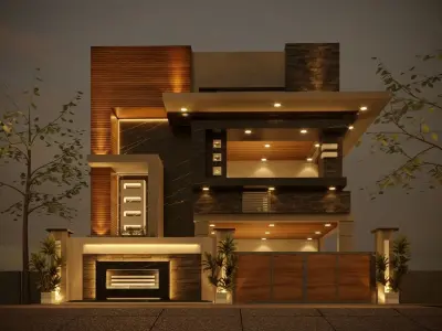 Modern house Low-poly 3D model  Free low-poly 3D model