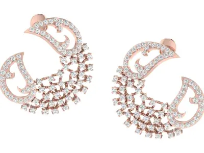 Light Weight Rose Gold Diamond Earring  -EAR-028 3D print model