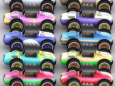 3DRT-Chibii racers - retro cars Low-poly 3D model