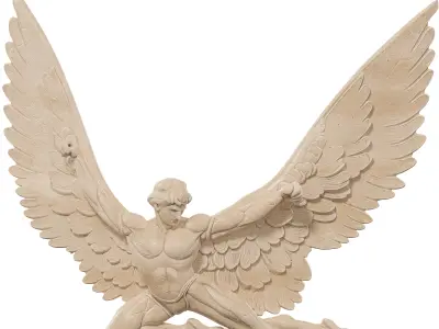 Winged Male Figure Mythological Ascension Pose Low-poly 3D model