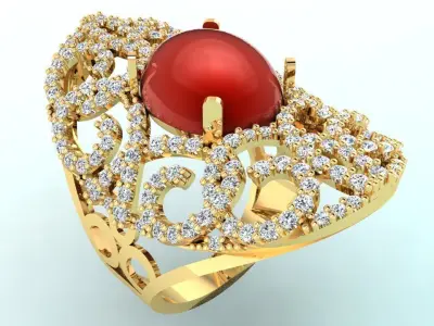 Gemstone Rings - Oval stone ring - Womens Rings 3D print model