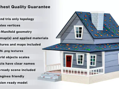 Cartoon Lowpoly Country House PBR Low-poly 3D model