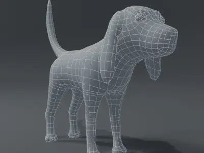 Cartoon Dog Hound Base Mesh 3D Model Low-poly 3D model