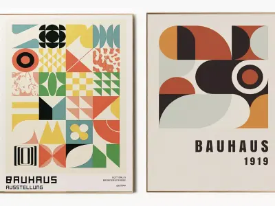 Bauhaus Multicolor Posters 3D model