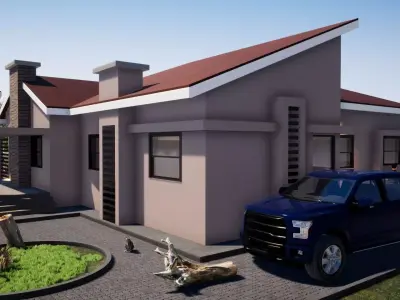 Three Bedroom Low-poly 3D model