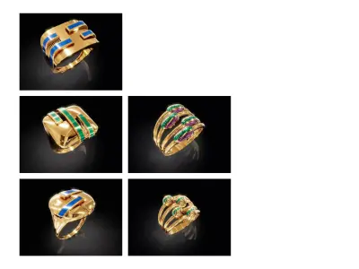 Turkish Enamel Rings Lightweight  Jewelry CAD STL  3DM 3D print model