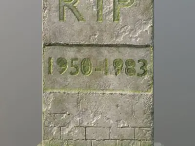 Low Poly Old Mossy Gravestone Free low-poly 3D model
