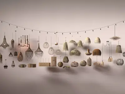 Wabi - sabi Boho pendant light collection 3D model