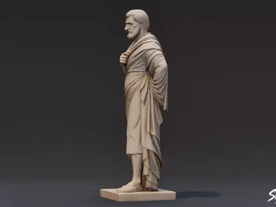 Greek Philosopher Statue Low-poly 3D model