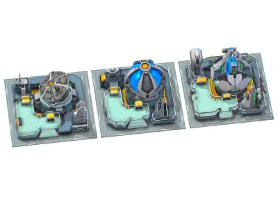 isometrical UFO radar platform station ALL Low-poly 3D model