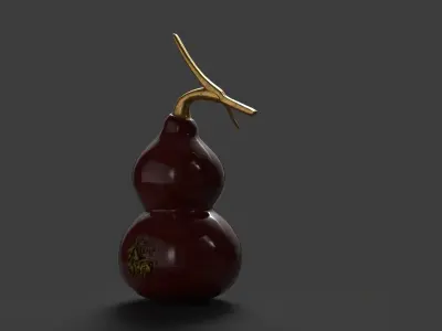 Chinese red gourd  Low-poly 3D model