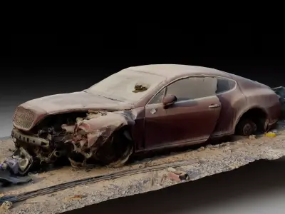 Abandoned crushed Bentley 3D model