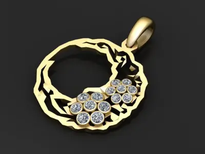 Geometric ring pendant 3D printable model  3D print model