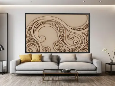 decor set wall panel wall relief mural CNC 60 3D model