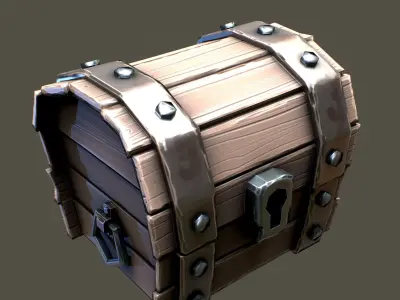 Chest low-poly 3D model PBR Game ready For Unreal Engine Low-poly 3D model