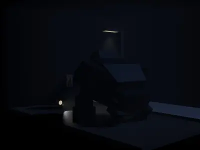 THE MONSTER room with light Low-poly 3D model