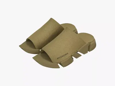 Balenciaga Speed 2 Slide Sandals Brown 3D model