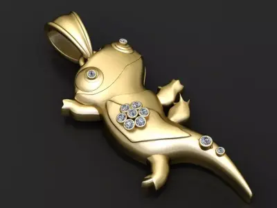 Diamond Lizard Pendant 3D print model