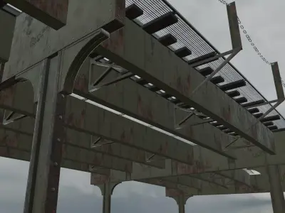 Elevated Train Tracks Low-poly 3D model