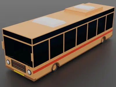 Low Poly Bus  Game Ready  School Bus  Cartoon Bus Free low-poly 3D model
