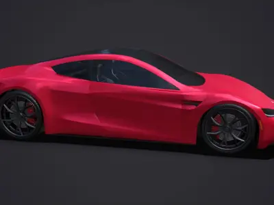 Tesla Roadster 2020 with Interior Low-poly 3D model