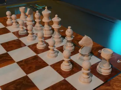 Chess two pieces on board Low-poly 3D model