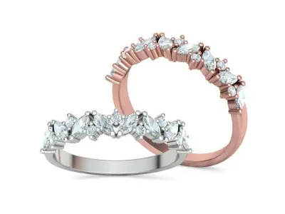 Marquise and Round Halfway Band Ring 3dmodel 3D print model