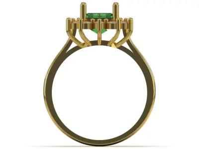 Emerald Tourmaline Sunburst Halo Cocktail Ring jr00275 3D print model