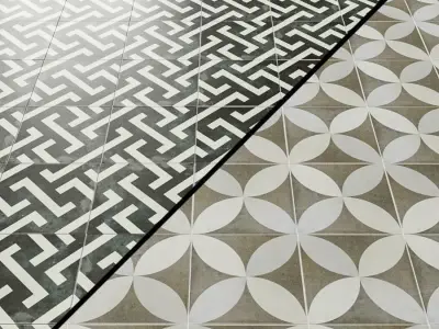 Bella Mori 9x9 Porcelain Tile White Black Encaustic 3D model