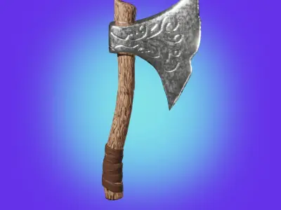 Viking Ax of Ancient times Weapon PBR low-poly game ready Free low-poly 3D model