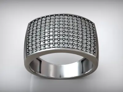 Square Pave Diamond Fashion Ring Free 3D print model