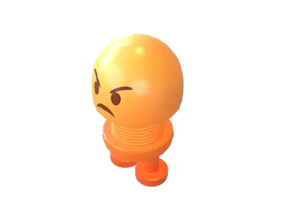 Car Spring Expression Decoration Toys Angry Face v1 003 Low-poly 3D model